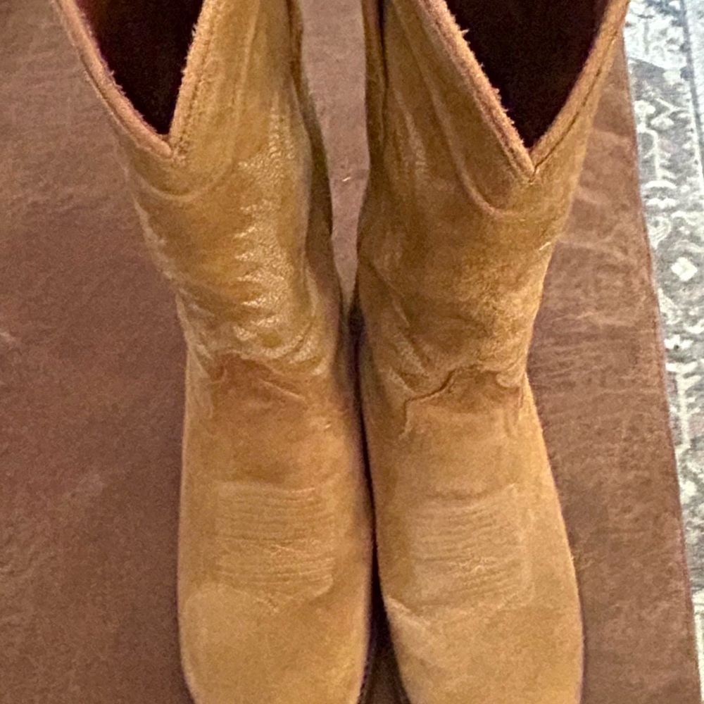 Tan Suede Cowboy Boots